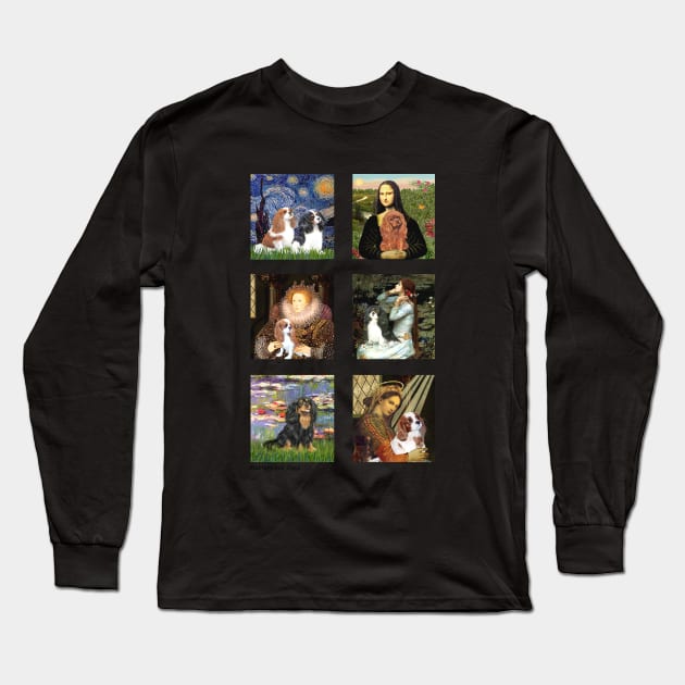 For Art Lovers - a Composite of Cavaliers in Famous Masterpieces Long Sleeve T-Shirt by Dogs Galore and More